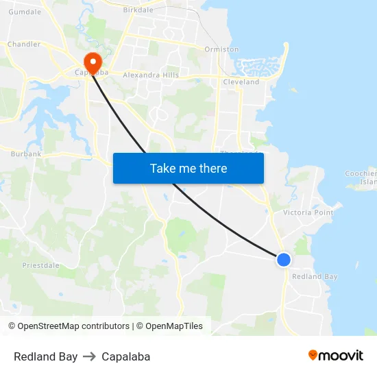 Redland Bay to Capalaba map