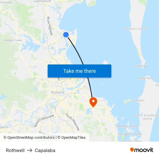 Rothwell to Capalaba map
