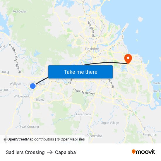 Sadliers Crossing to Capalaba map