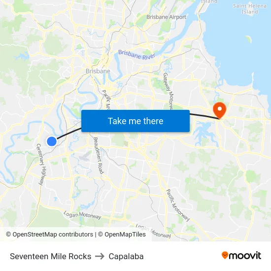 Seventeen Mile Rocks to Capalaba map