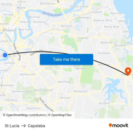St Lucia to Capalaba map