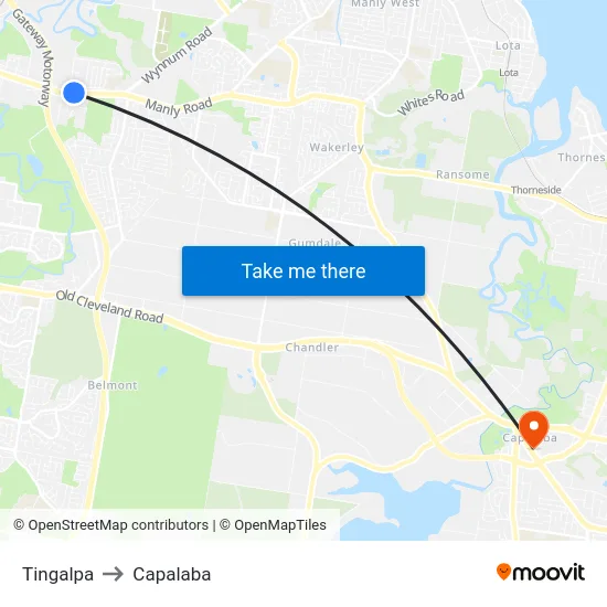 Tingalpa to Capalaba map