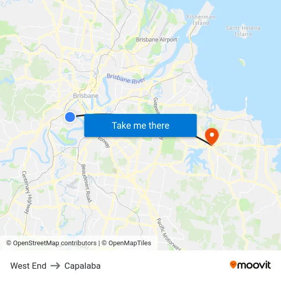 West End to Capalaba map