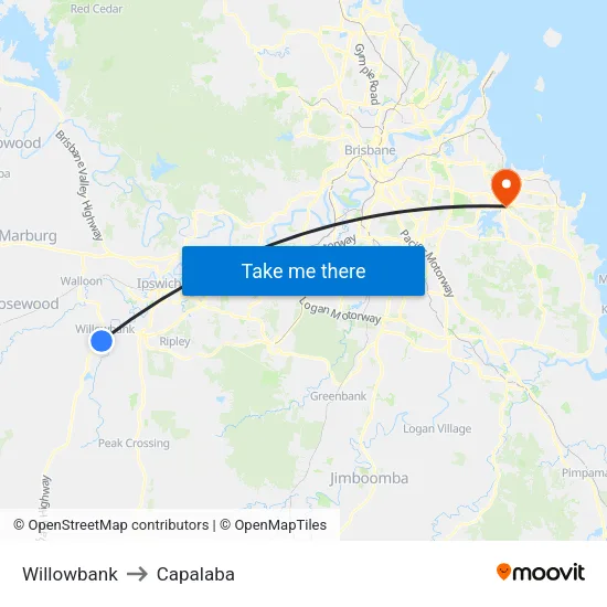 Willowbank to Capalaba map