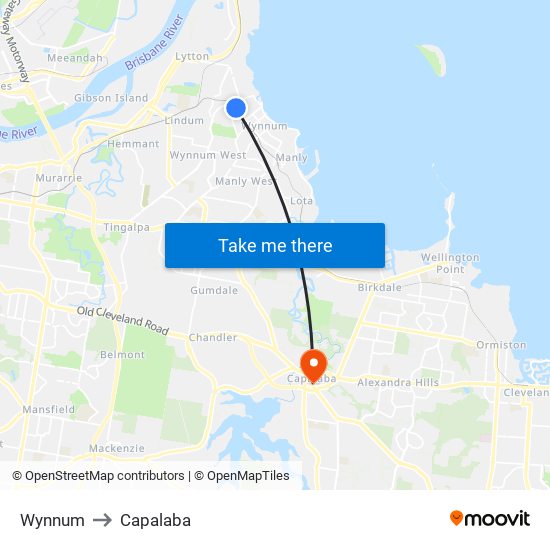 Wynnum to Capalaba map