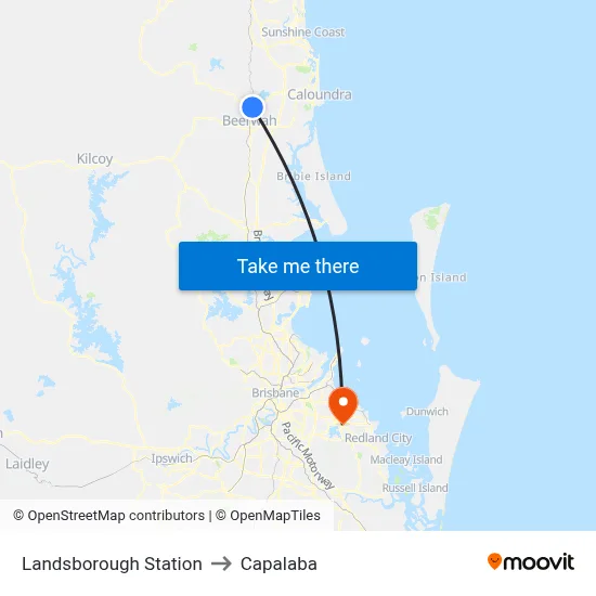 Landsborough Station to Capalaba map