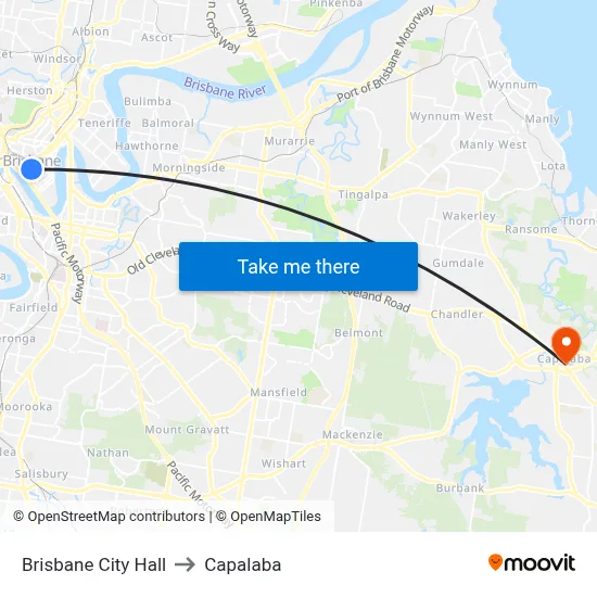 Brisbane City Hall to Capalaba map
