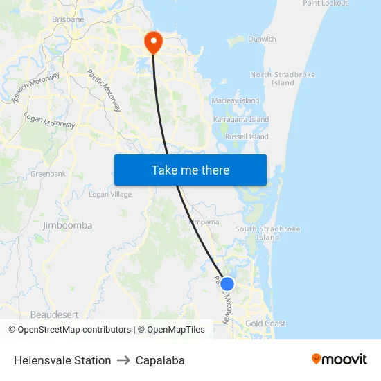 Helensvale Station to Capalaba map