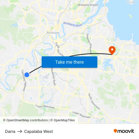 Darra to Capalaba West map