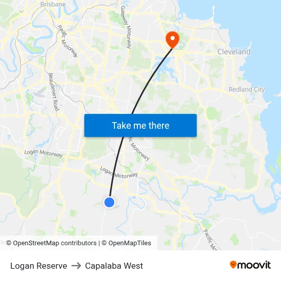 Logan Reserve to Capalaba West map