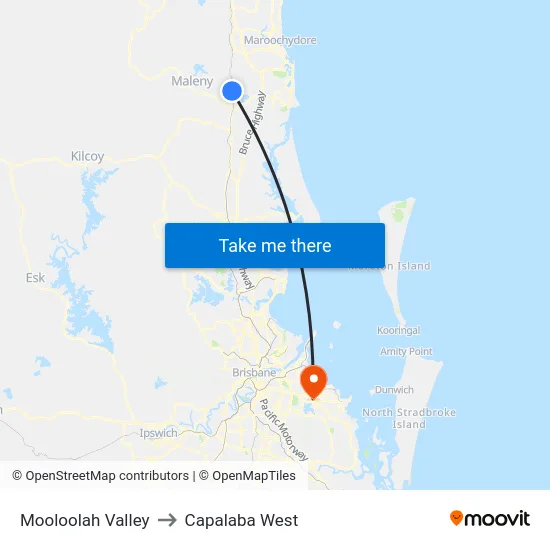 Mooloolah Valley to Capalaba West map