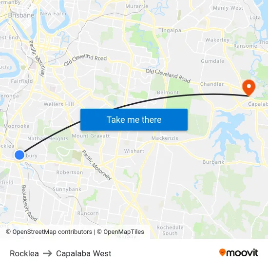 Rocklea to Capalaba West map