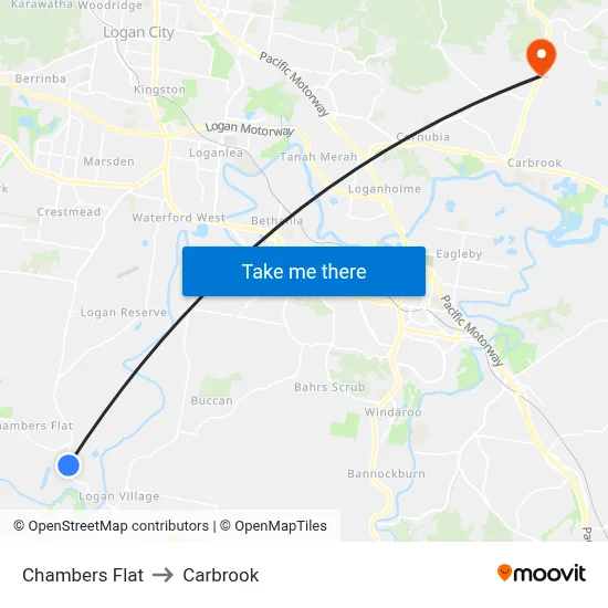 Chambers Flat to Carbrook map