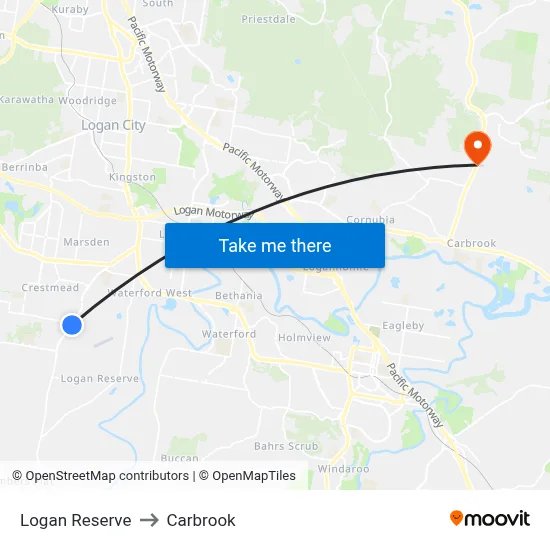 Logan Reserve to Carbrook map
