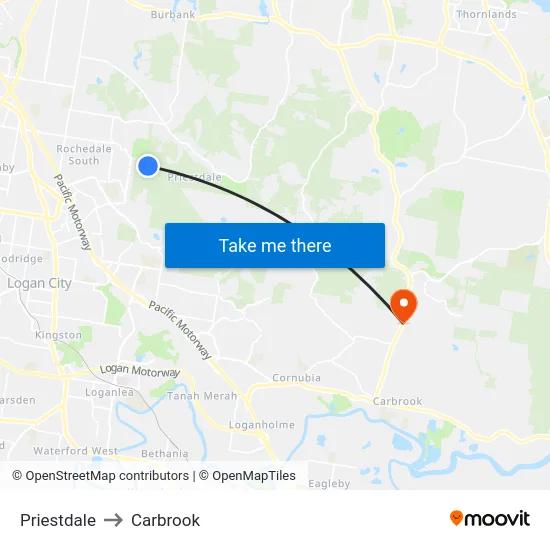 Priestdale to Carbrook map