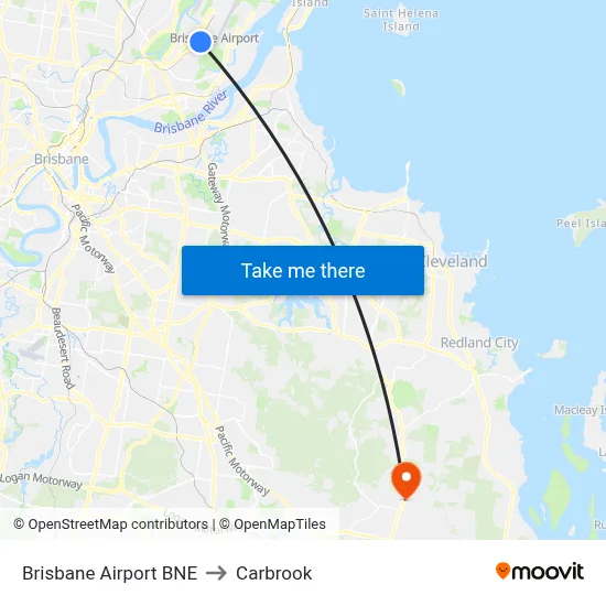 Brisbane Airport BNE to Carbrook map