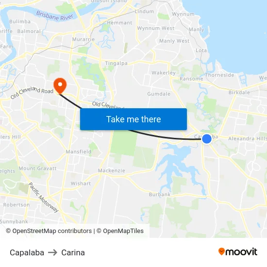 Capalaba to Carina map