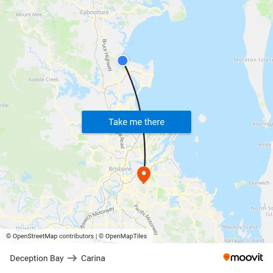 Deception Bay to Carina map