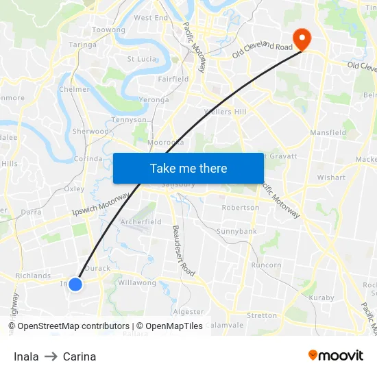 Inala to Carina map