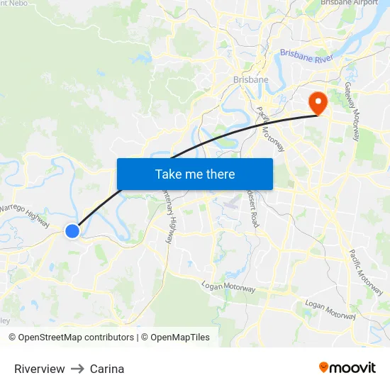 Riverview to Carina map