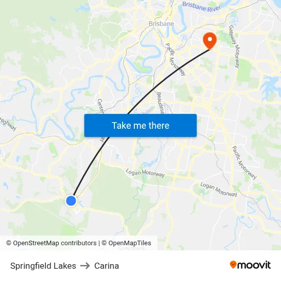 Springfield Lakes to Carina map
