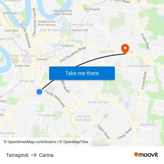 Tarragindi to Carina map
