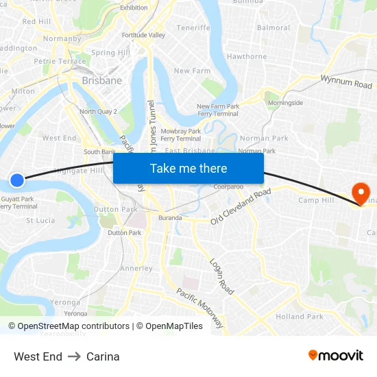West End to Carina map