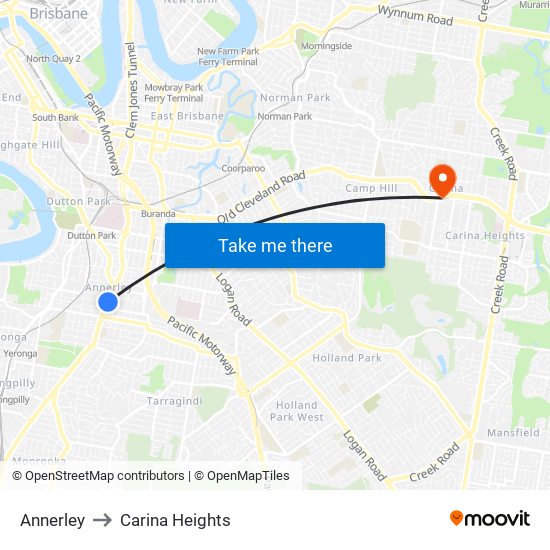 Annerley to Carina Heights map