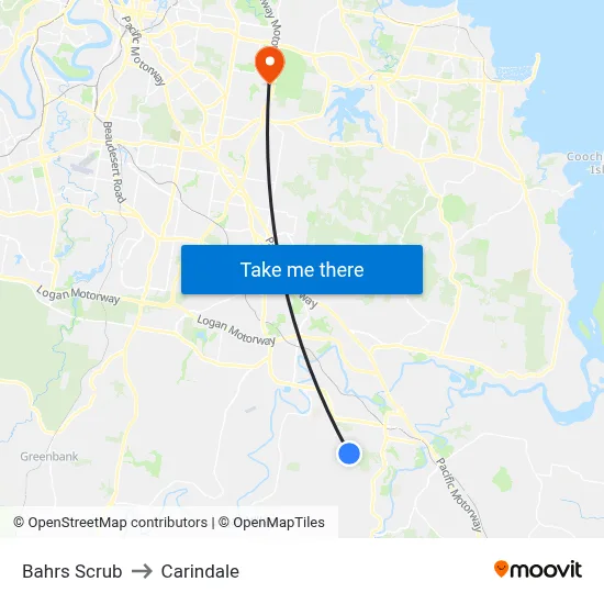 Bahrs Scrub to Carindale map