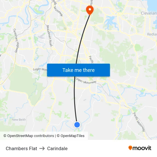Chambers Flat to Carindale map