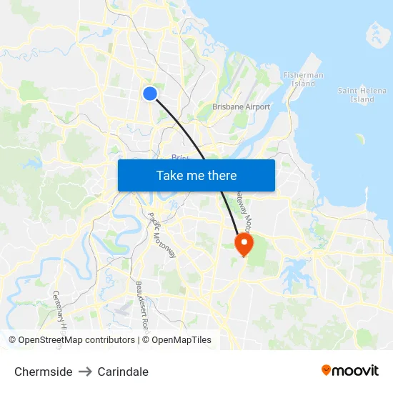 Chermside to Carindale map