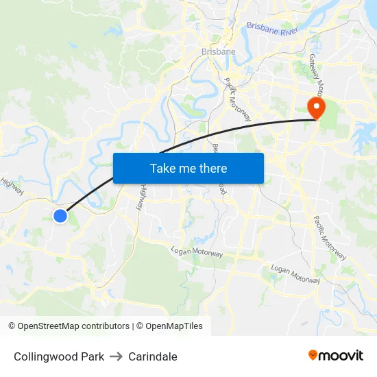 Collingwood Park to Carindale map