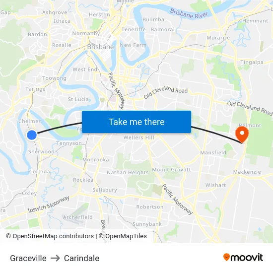 Graceville to Carindale map