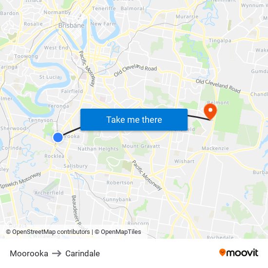 Moorooka to Carindale map