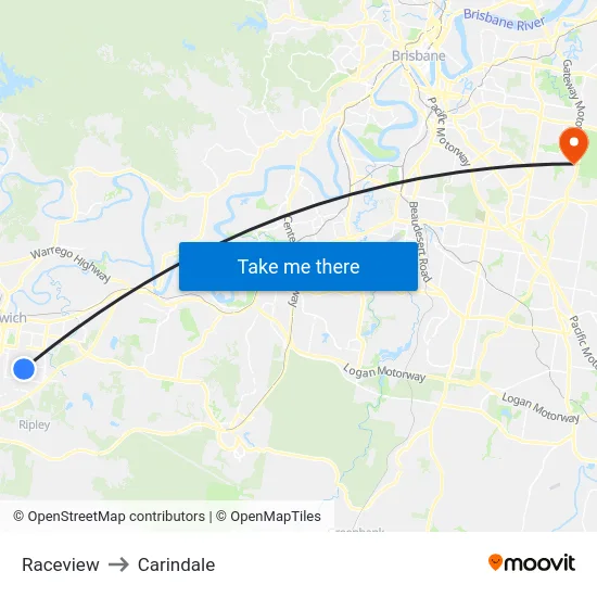 Raceview to Carindale map