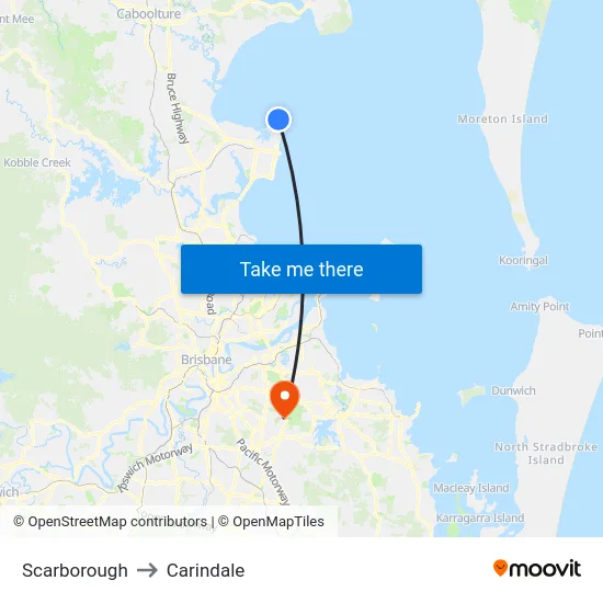 Scarborough to Carindale map