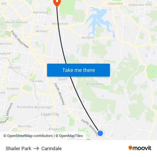 Shailer Park to Carindale map