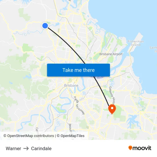 Warner to Carindale map