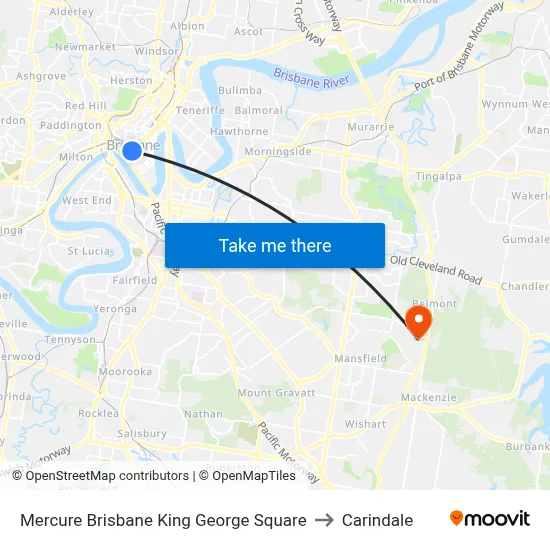 Mercure Brisbane King George Square to Carindale map
