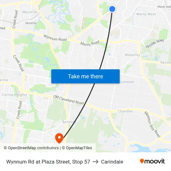 Wynnum Rd at Plaza Street, Stop 57 to Carindale map