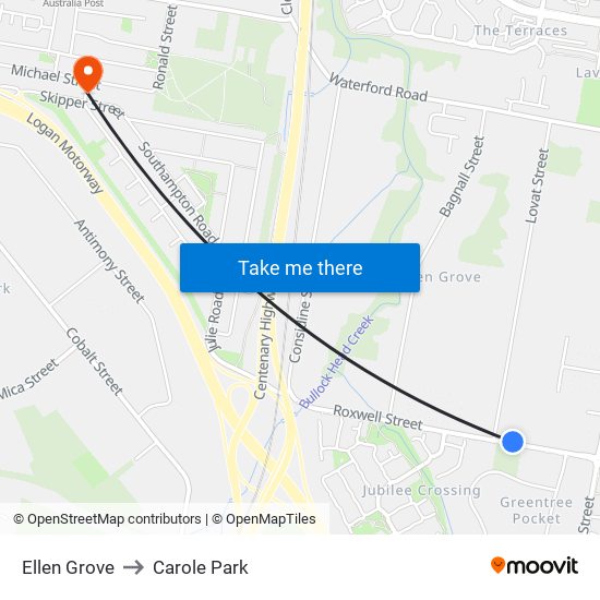 Ellen Grove to Carole Park map