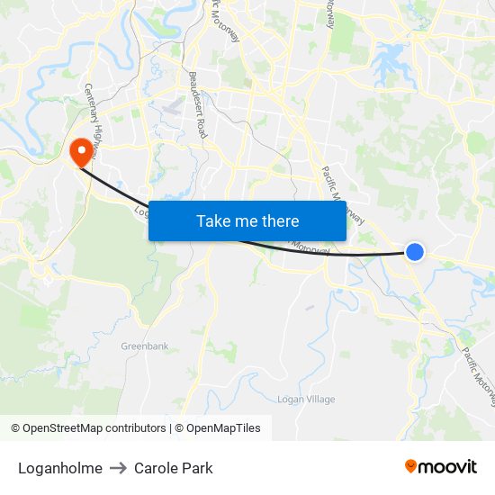 Loganholme to Carole Park map