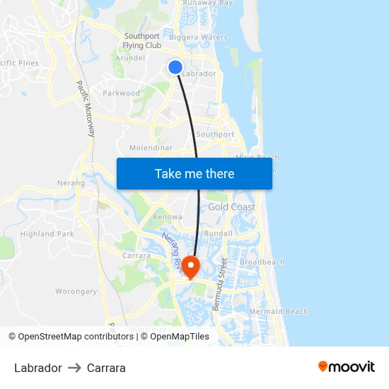 Labrador to Carrara map