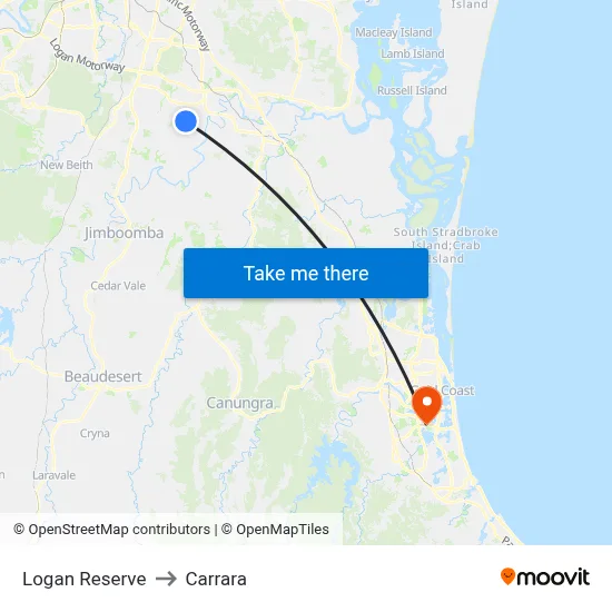 Logan Reserve to Carrara map