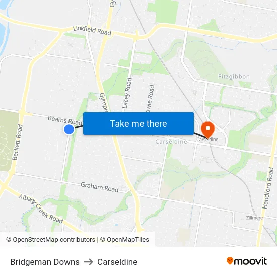 Bridgeman Downs to Carseldine map