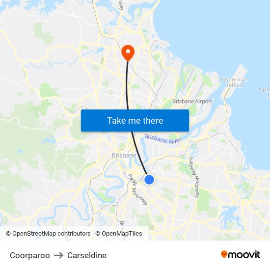 Coorparoo to Carseldine map