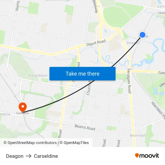 Deagon to Carseldine map