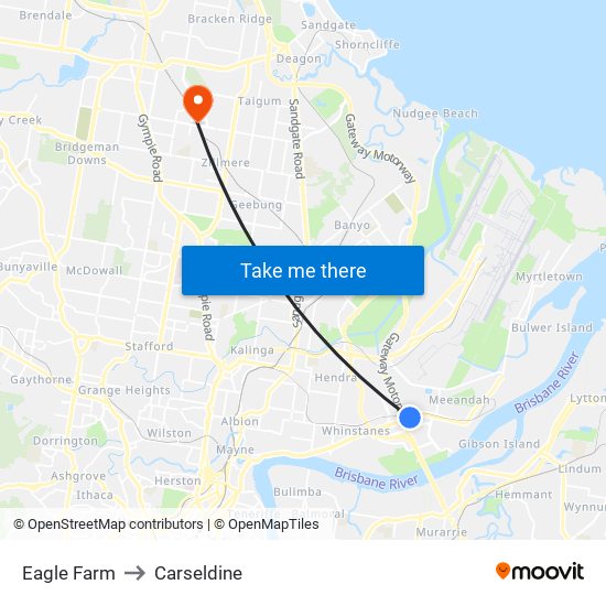 Eagle Farm to Carseldine map