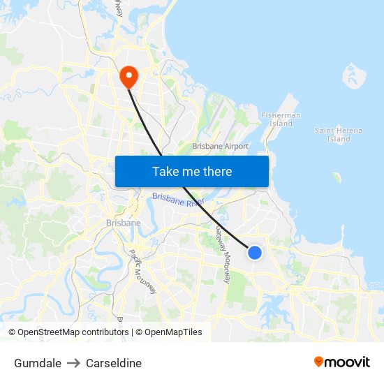 Gumdale to Carseldine map