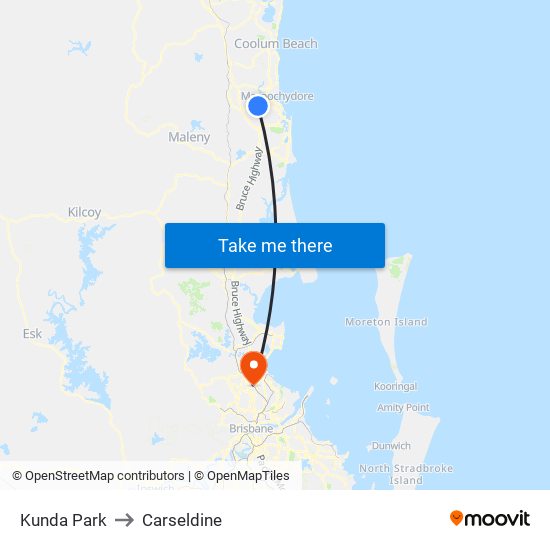 Kunda Park to Carseldine map